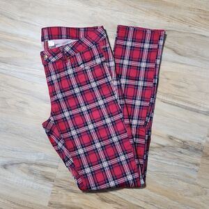 🔹️Divided H&M Red Plaid "Red Concept" Skinny Pants Size 10/30